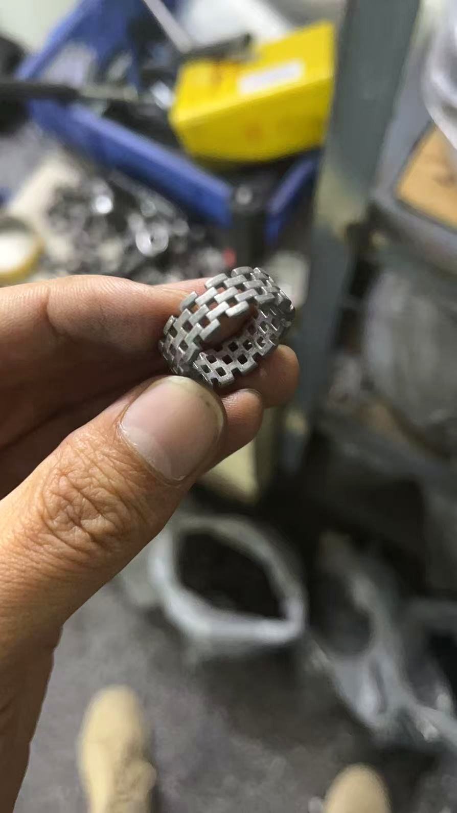 Stainless steel jewelry raw blank detail before finishing