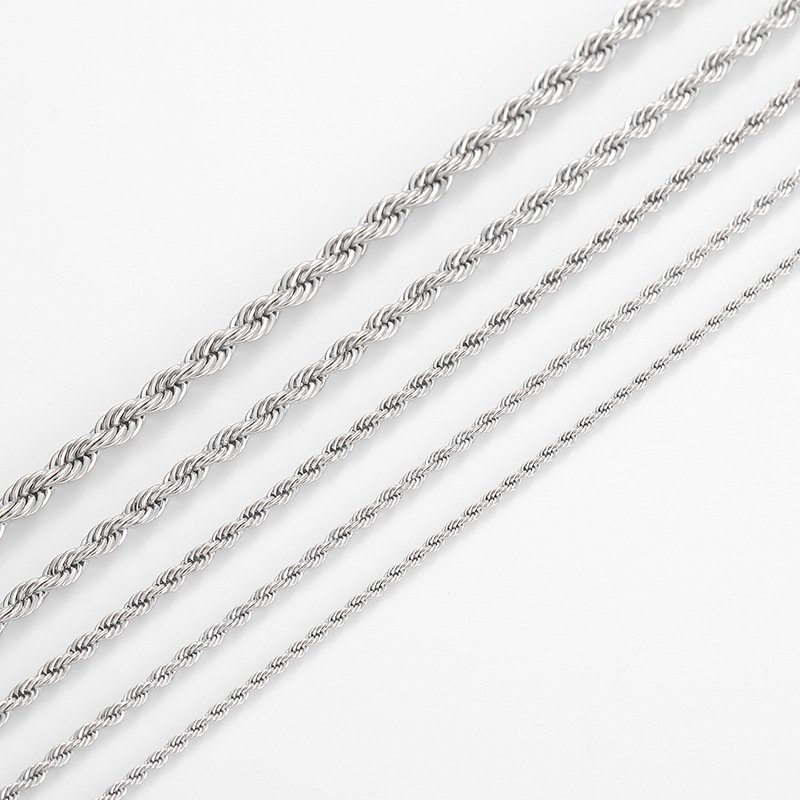 stainless steel twist rope chain necklace wholesale main white background