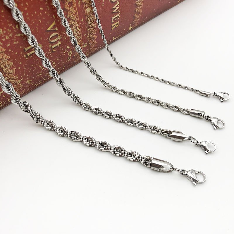 stainless steel twist rope chain necklace wholesale product view 3