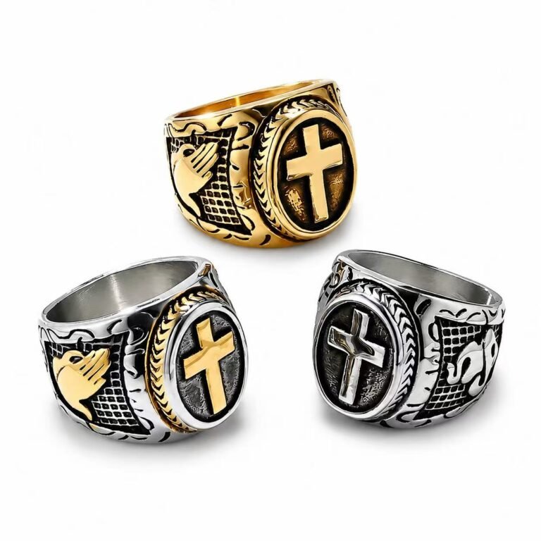316L Stainless Steel Praying Hands Cross Ring Wholesale
