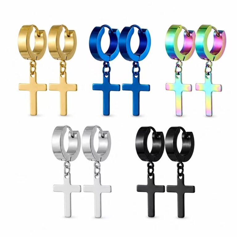 316L Stainless Steel Cross Huggie Earrings Wholesale