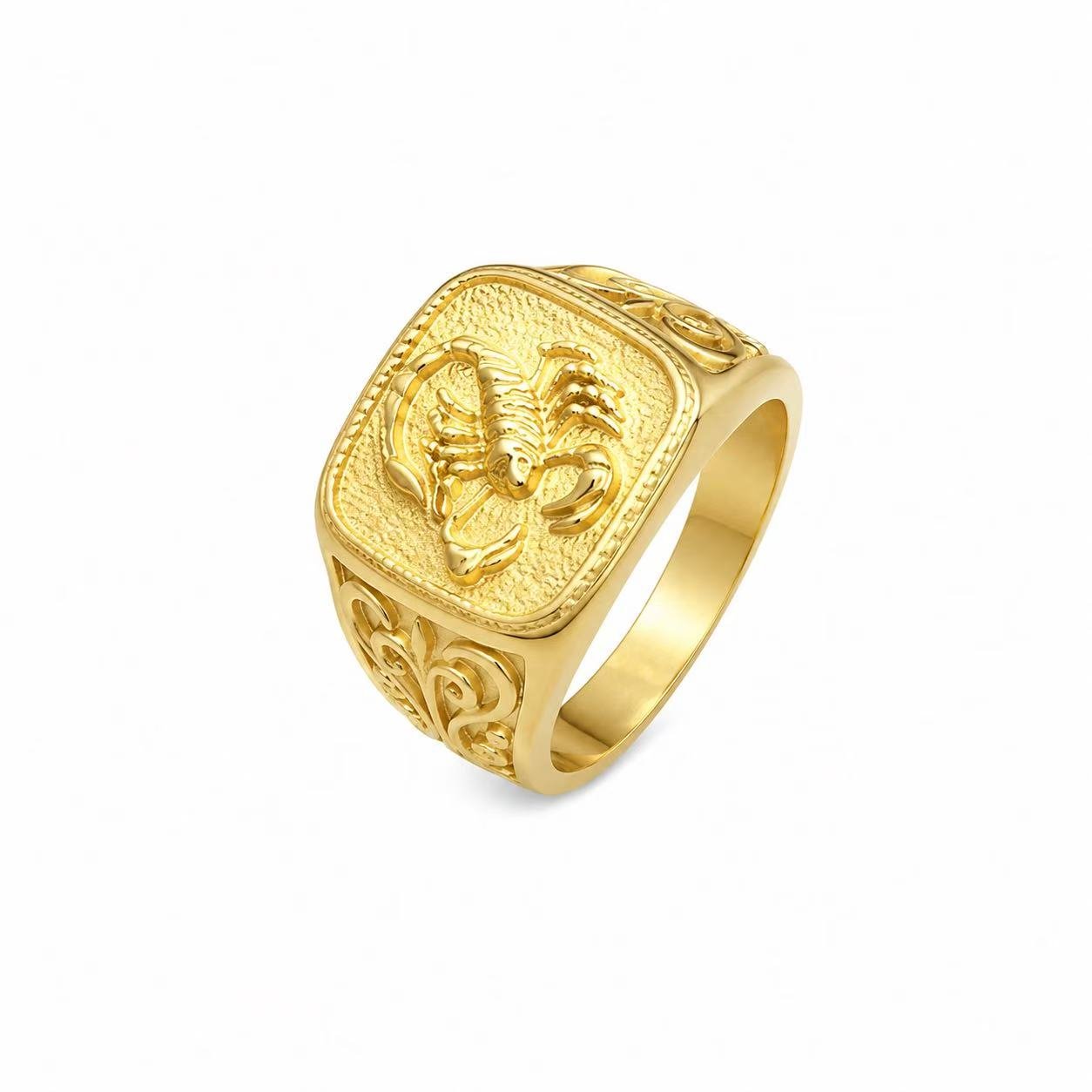 gold scorpion stainless steel signet ring wholesale
