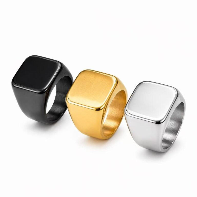 17mm square mirror stainless steel signet ring wholesale main white background image