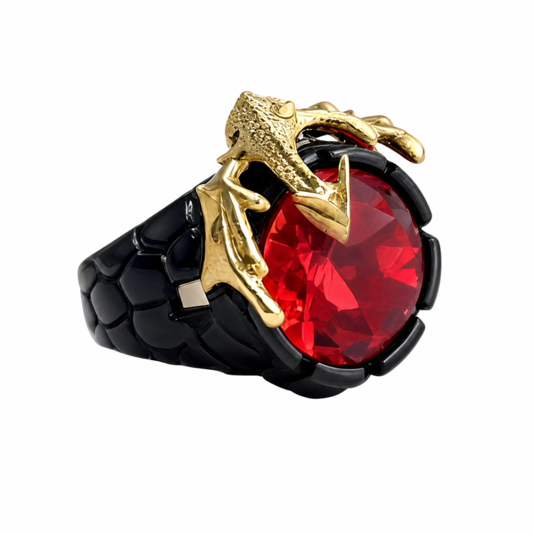 black dragon claw red stone stainless steel ring wholesale main white background image
