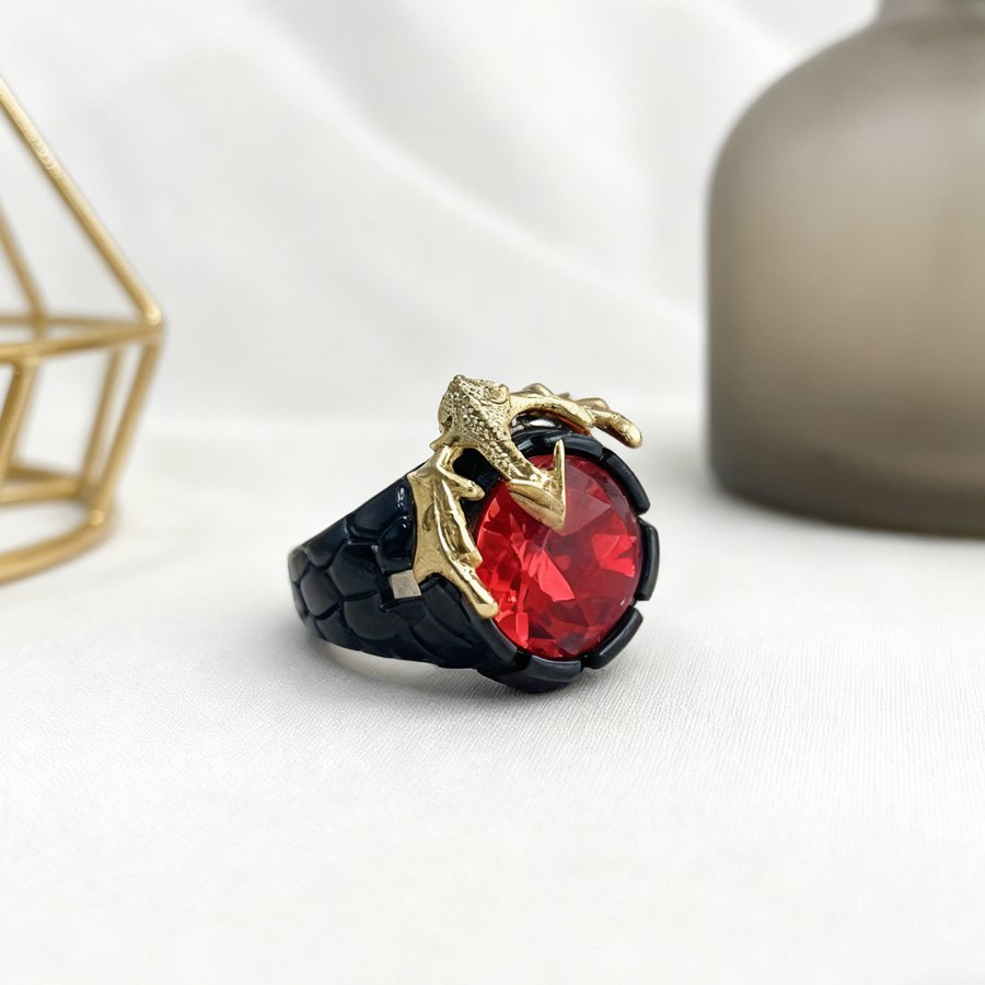 black dragon claw red stone stainless steel ring wholesale product view 2
