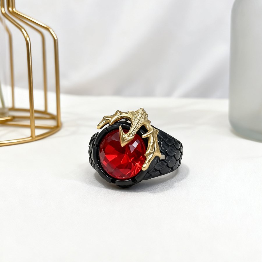 black dragon claw red stone stainless steel ring wholesale product view 4