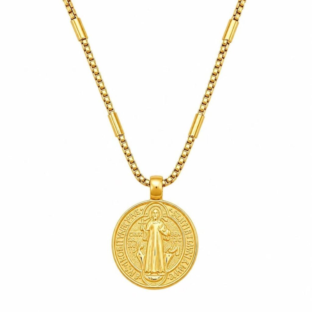 St Benedict medal Virgin Mary pendant necklace wholesale main white background image
