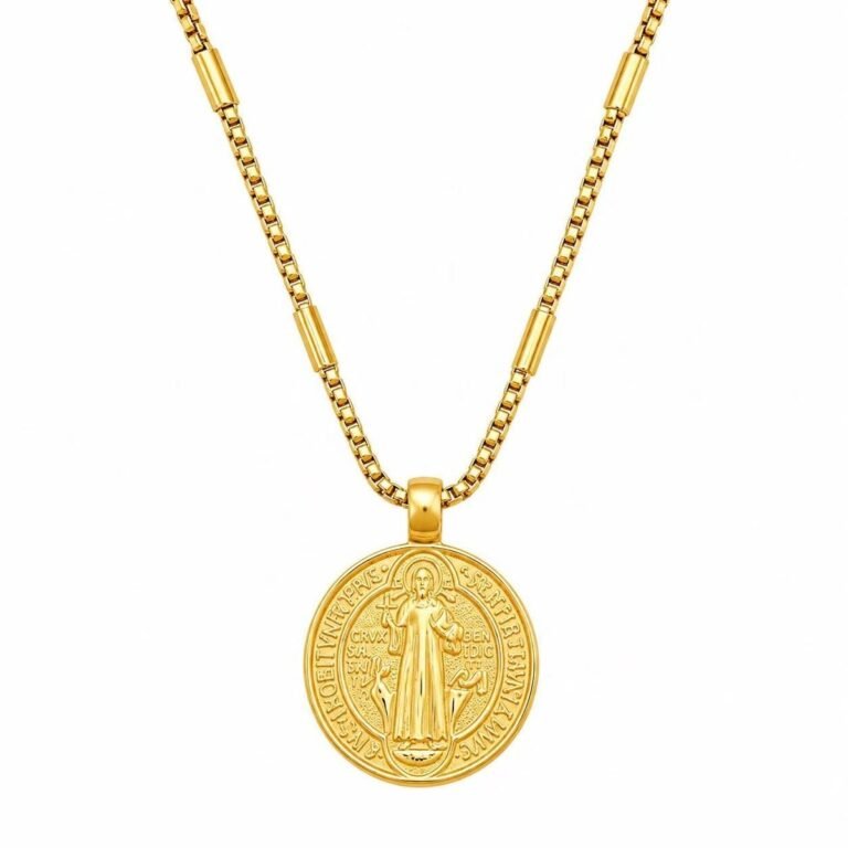St Benedict medal Virgin Mary pendant necklace wholesale main white background image