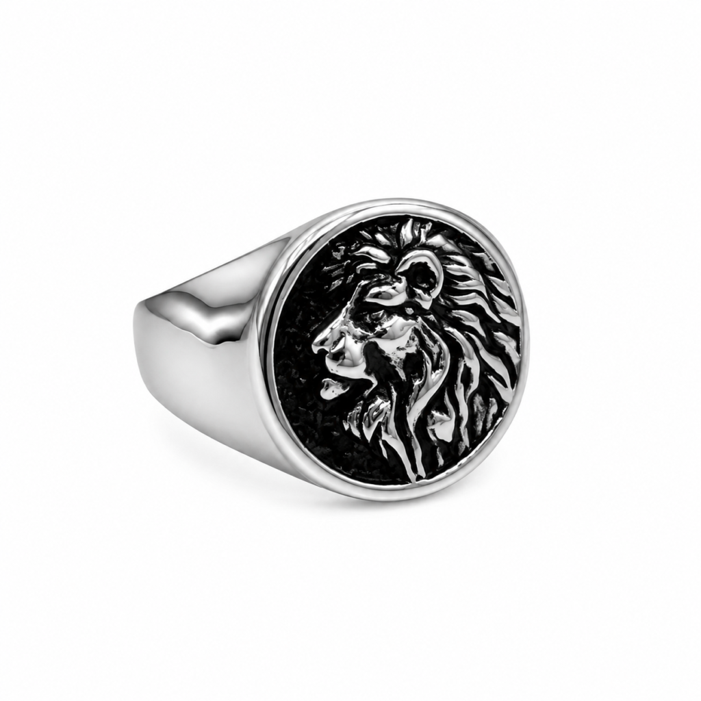 316 stainless steel Leo zodiac lion signet ring wholesale main white background image