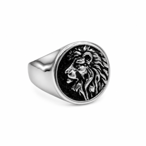 316 stainless steel Leo zodiac lion signet ring wholesale main white background image