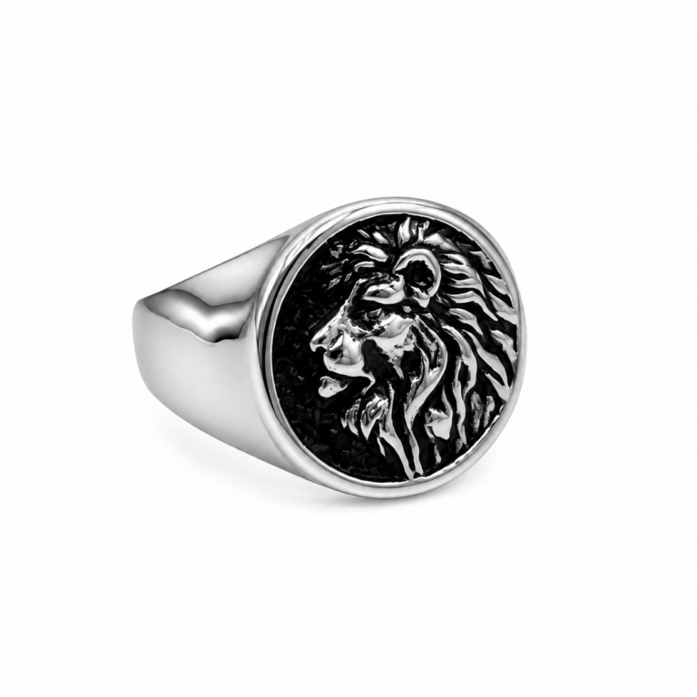 316 stainless steel Leo zodiac lion signet ring wholesale main white background image