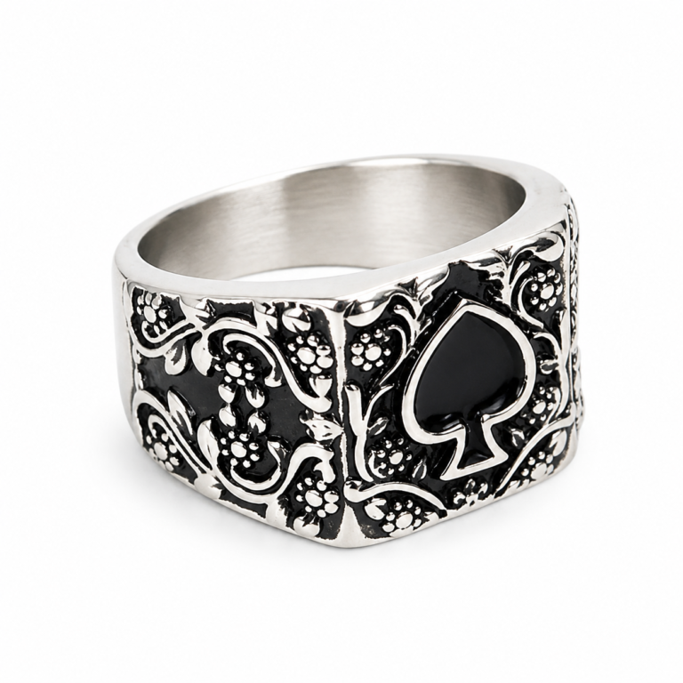 ace of spades stainless steel signet ring wholesale AI white background main image