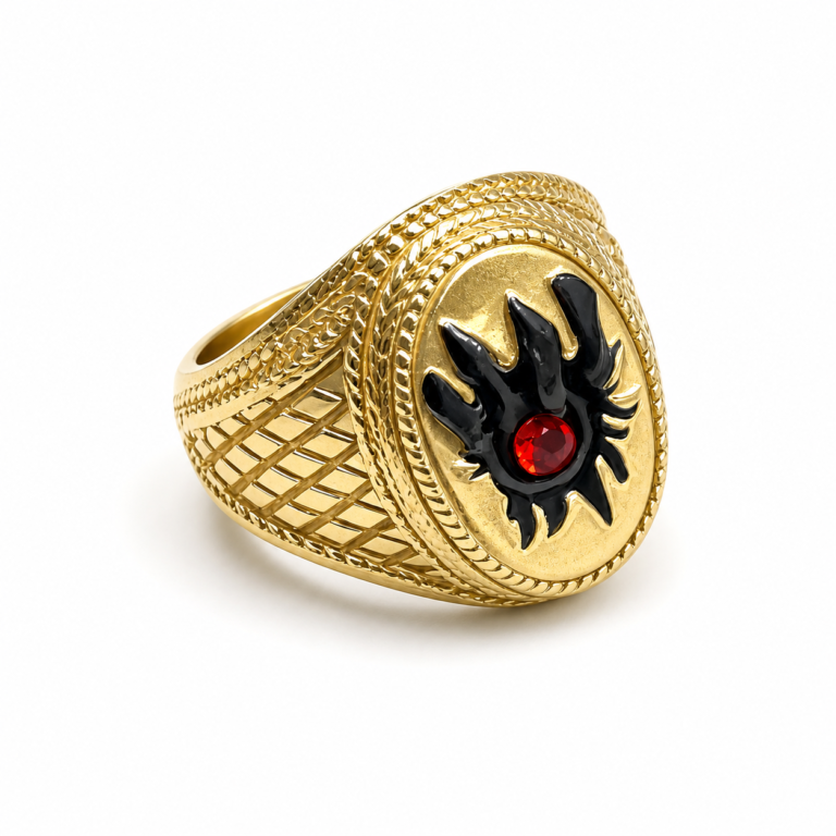 dragon claw red stone stainless steel ring wholesale AI white background main image