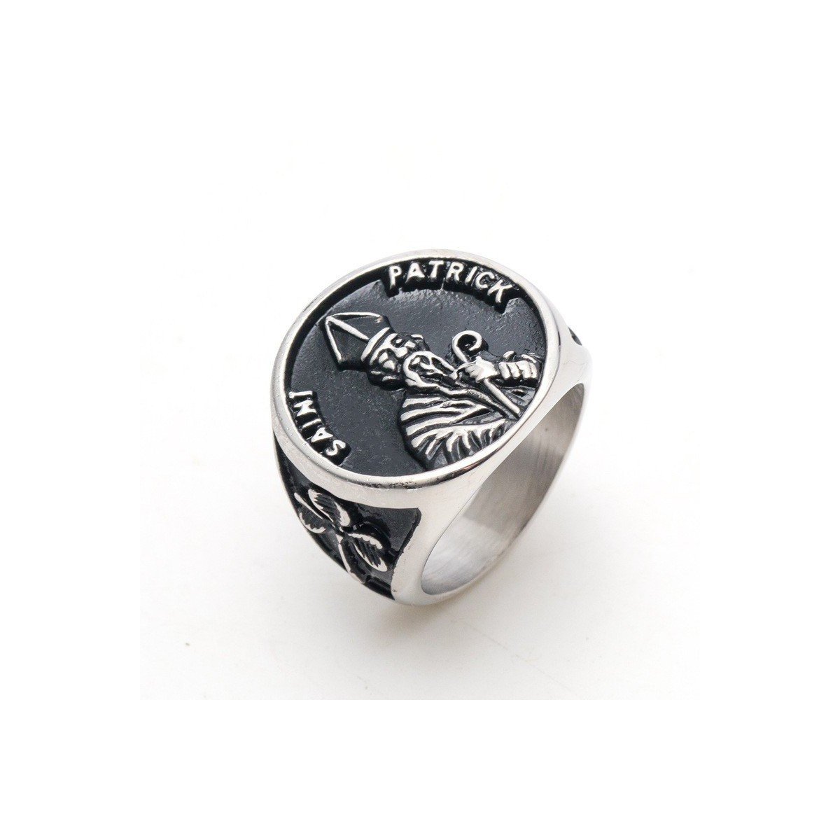 Saint Patrick shamrock stainless steel ring wholesale product view 5