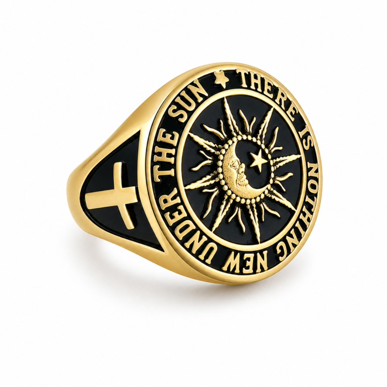 gold bible verse cross stainless steel ring wholesale AI white background main image
