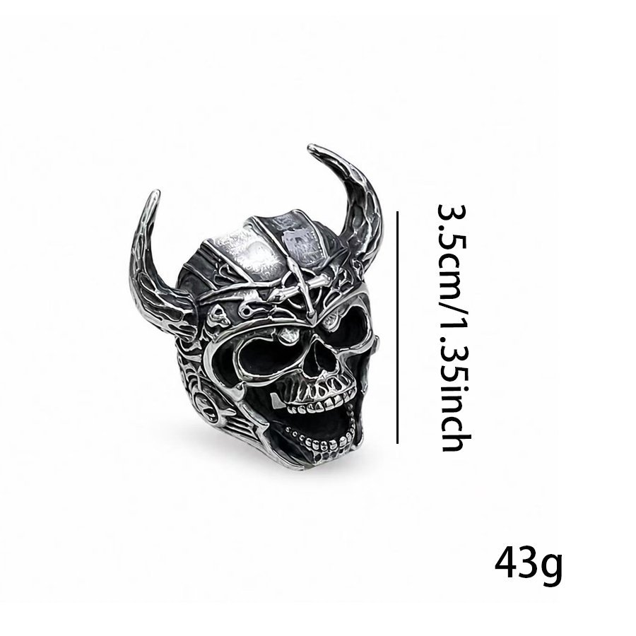 horned skull stainless steel ring wholesale size reference product image