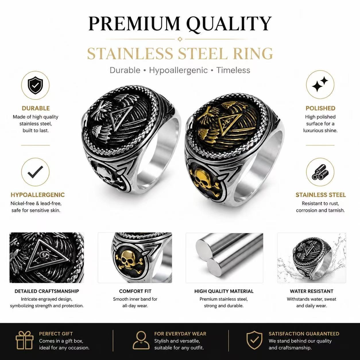 all-seeing eye stainless steel signet ring wholesale feature card product image