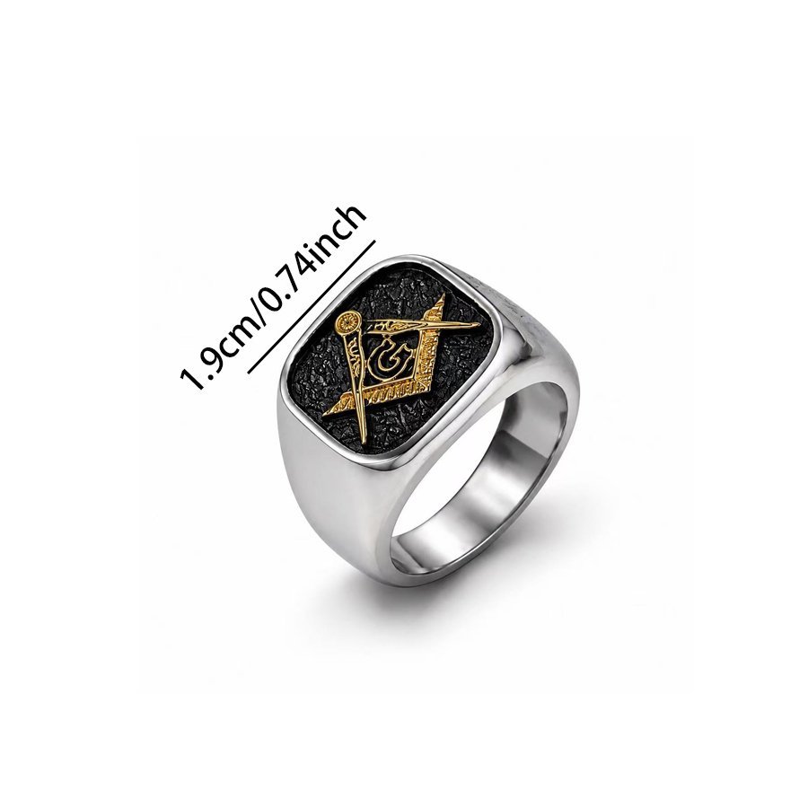 masonic compass stainless steel signet ring wholesale feature card product image