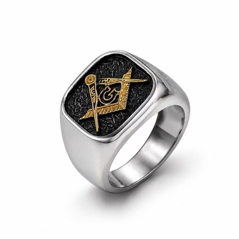 masonic compass stainless steel signet ring wholesale main white background product image