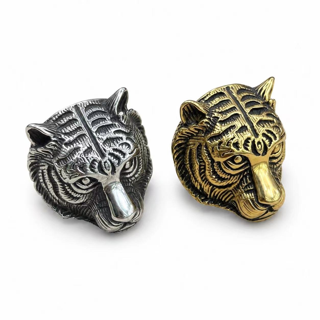 tiger head stainless steel ring wholesale lifestyle product view