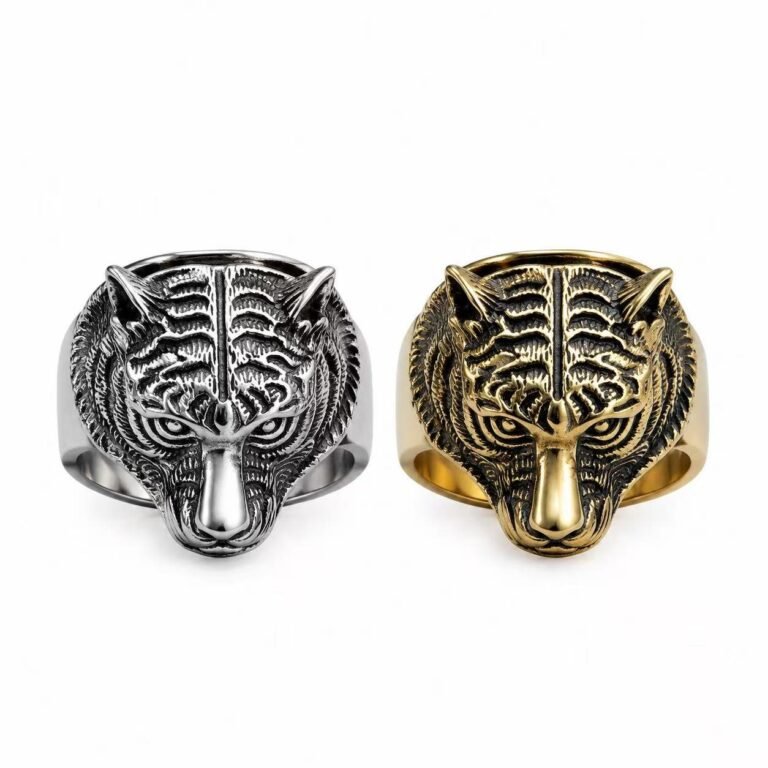 tiger head stainless steel ring wholesale main white background product image