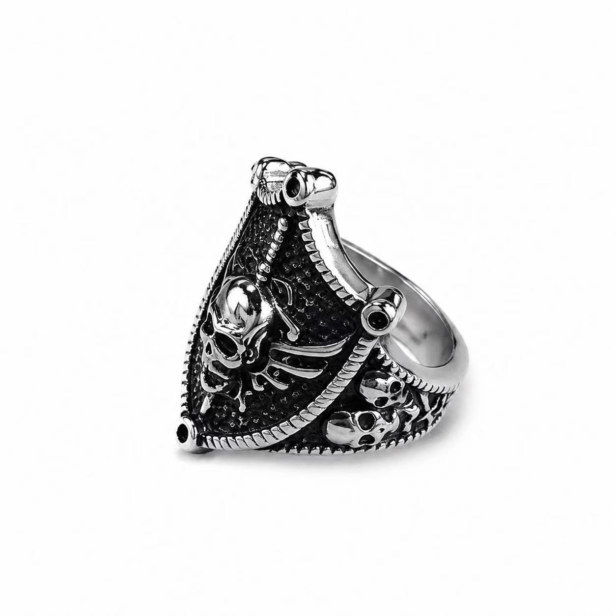 pirate skull stainless steel ring wholesale lifestyle product view