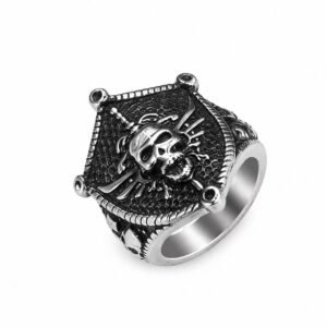 pirate skull stainless steel ring wholesale main white background product image