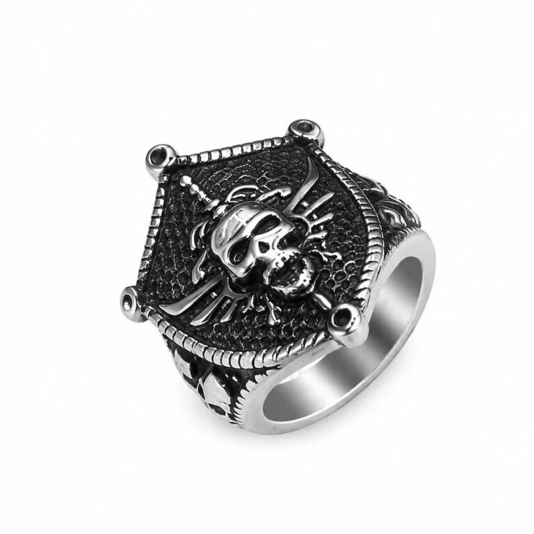 pirate skull stainless steel ring wholesale main white background product image
