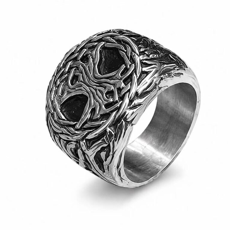 tree of life stainless steel band ring wholesale main white background product image