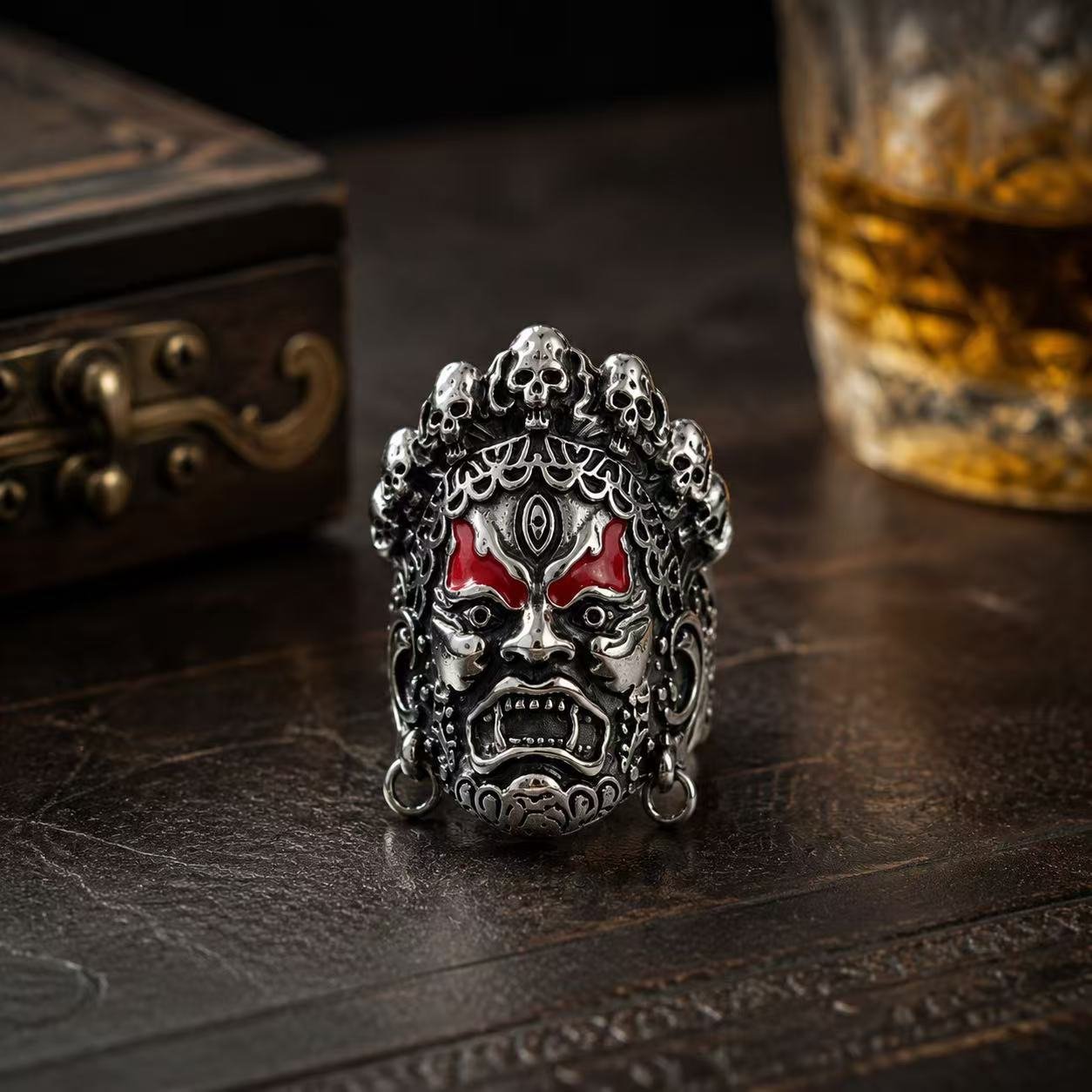 oriental guardian mask stainless steel ring wholesale feature card product image