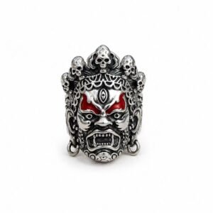 oriental guardian mask stainless steel ring wholesale main white background product image