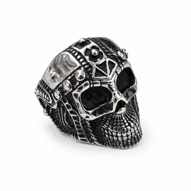 biker skull stainless steel ring wholesale main white background product image
