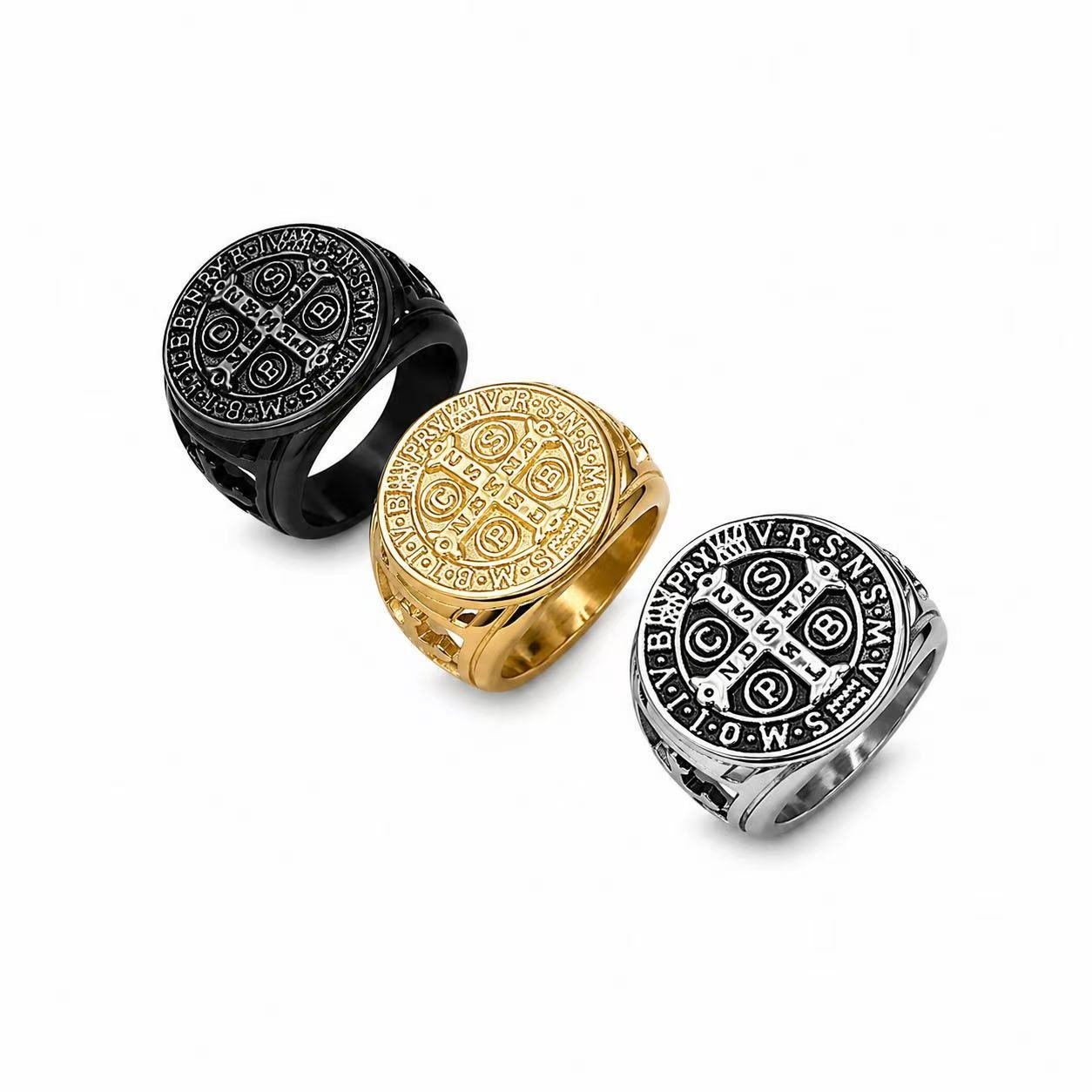 st benedict stainless steel ring wholesale lifestyle product view