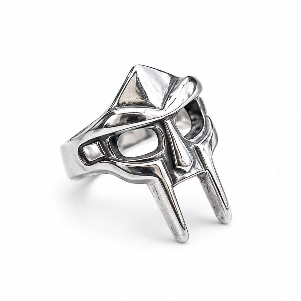 openwork skull mask stainless steel ring wholesale main white background product image