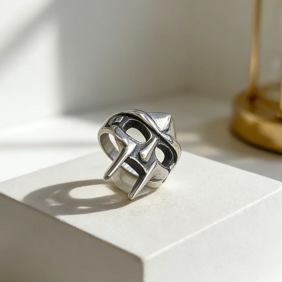 openwork skull mask stainless steel ring wholesale size reference product image