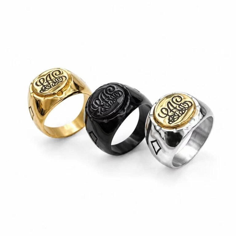 gothic number emblem stainless steel ring wholesale main white background product image