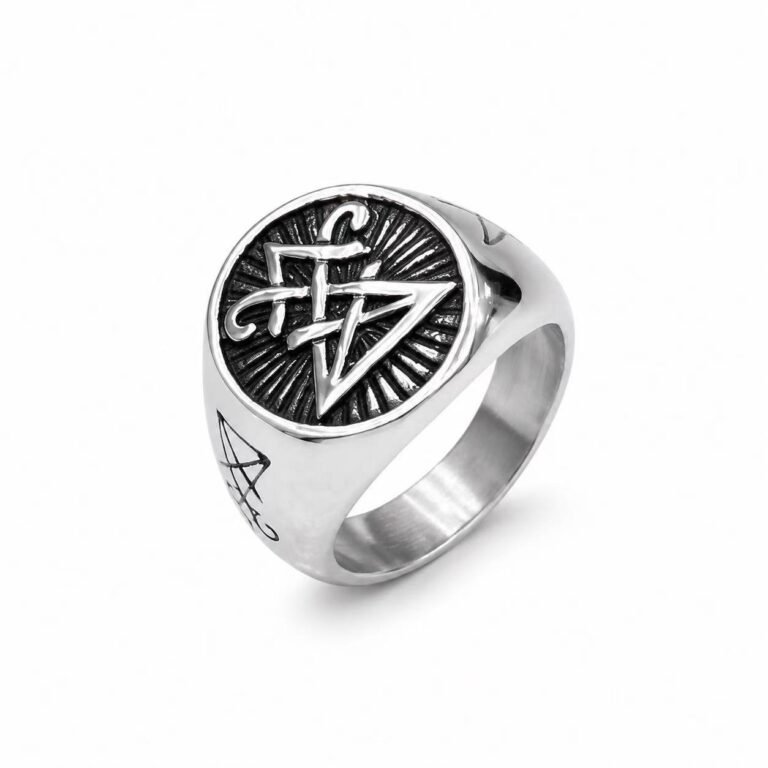 lucifer sigil stainless steel ring wholesale main white background product image
