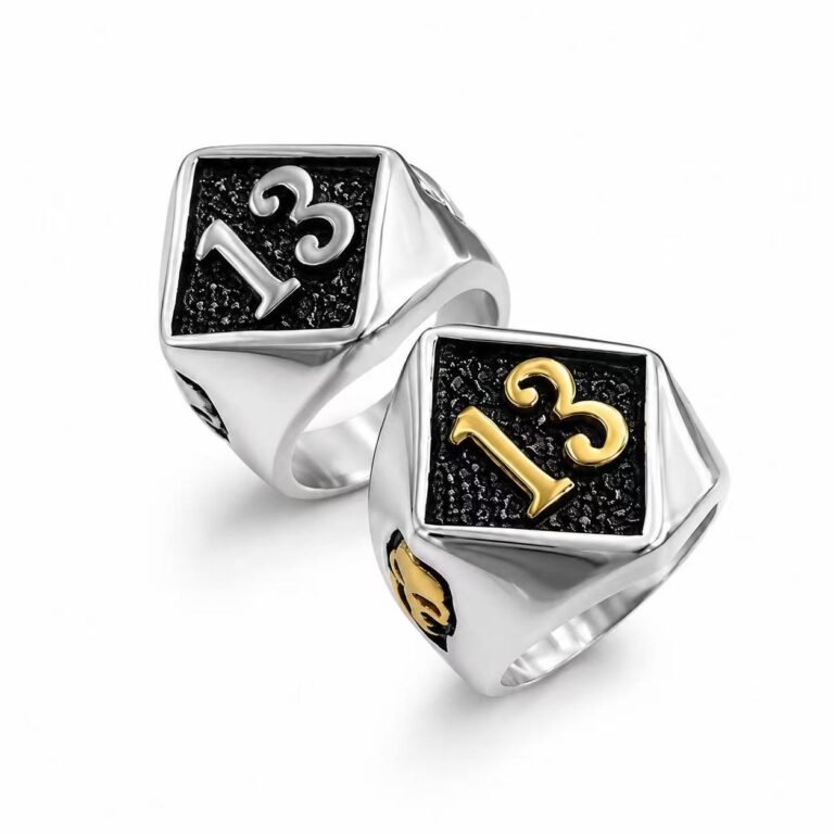 number 13 biker stainless steel ring wholesale main white background product image