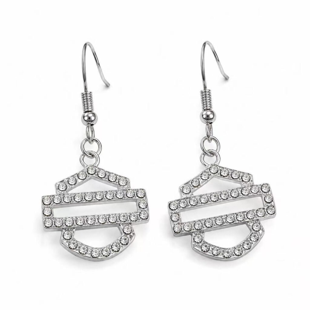 geometric white zircon stainless steel drop earrings wholesale main white background product image