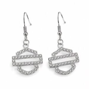 geometric white zircon stainless steel drop earrings wholesale main white background product image