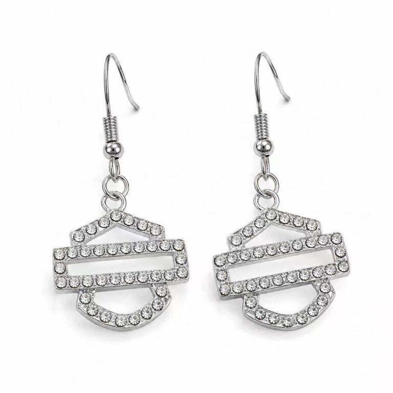 geometric white zircon stainless steel drop earrings wholesale main white background product image