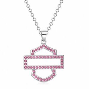geometric pink zircon stainless steel pendant necklace wholesale main white background product image