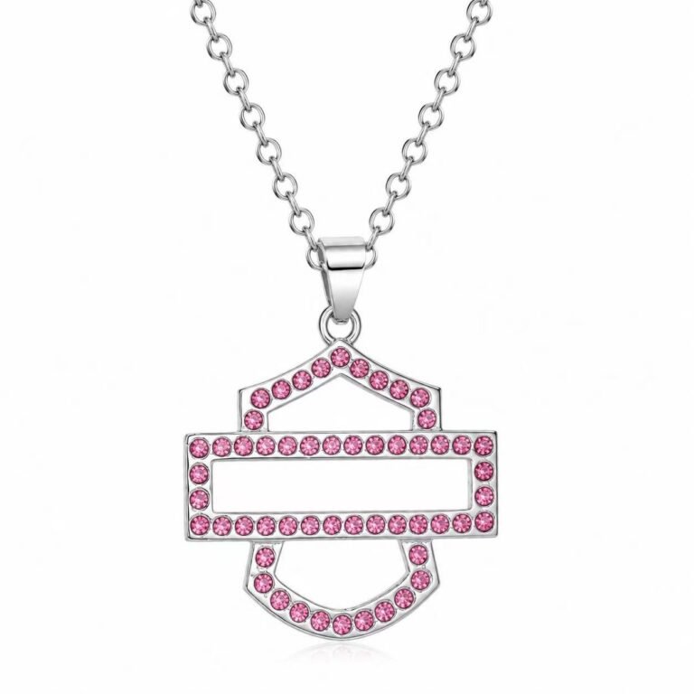 geometric pink zircon stainless steel pendant necklace wholesale main white background product image