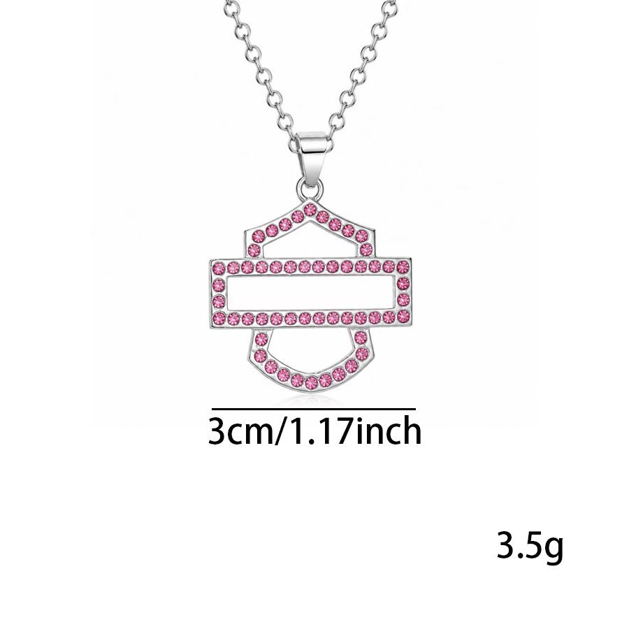 geometric pink zircon stainless steel pendant necklace wholesale size reference product image