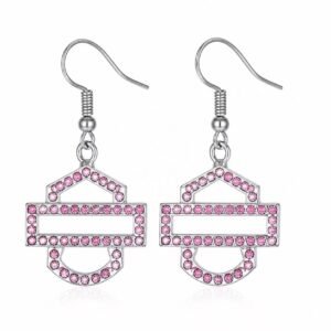 geometric pink zircon stainless steel drop earrings wholesale main white background product image