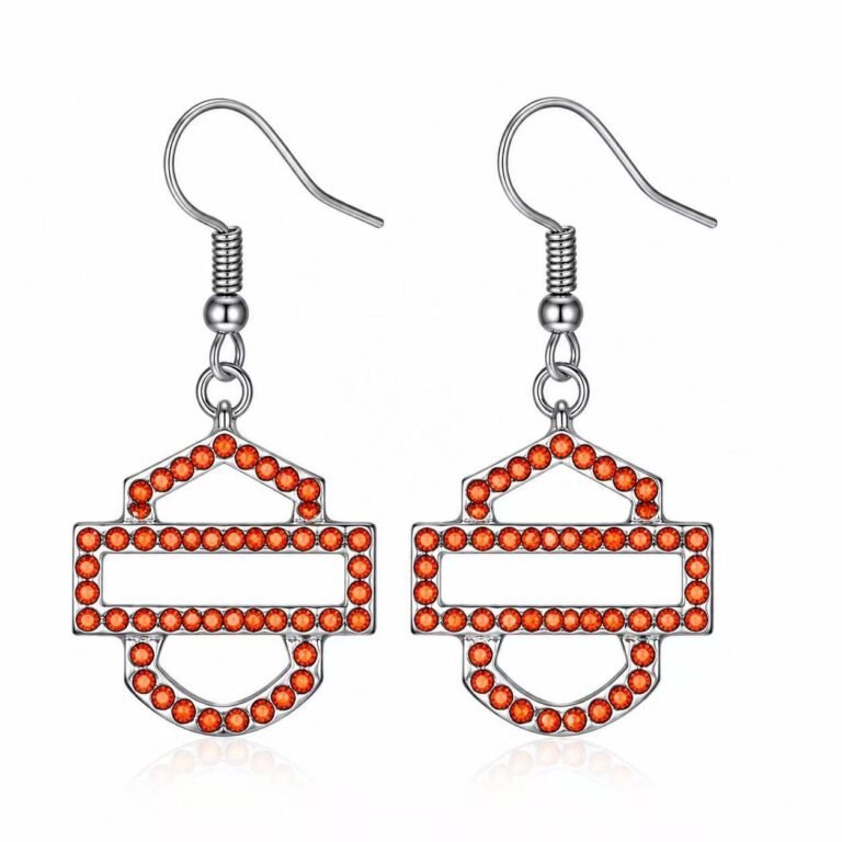 geometric orange zircon stainless steel drop earrings wholesale main white background product image