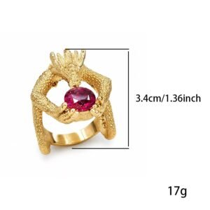 gold dragon red stone stainless steel ring wholesale main white background product image