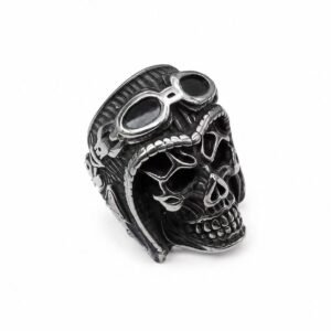 motorcycle skull biker stainless steel ring wholesale main white background product image