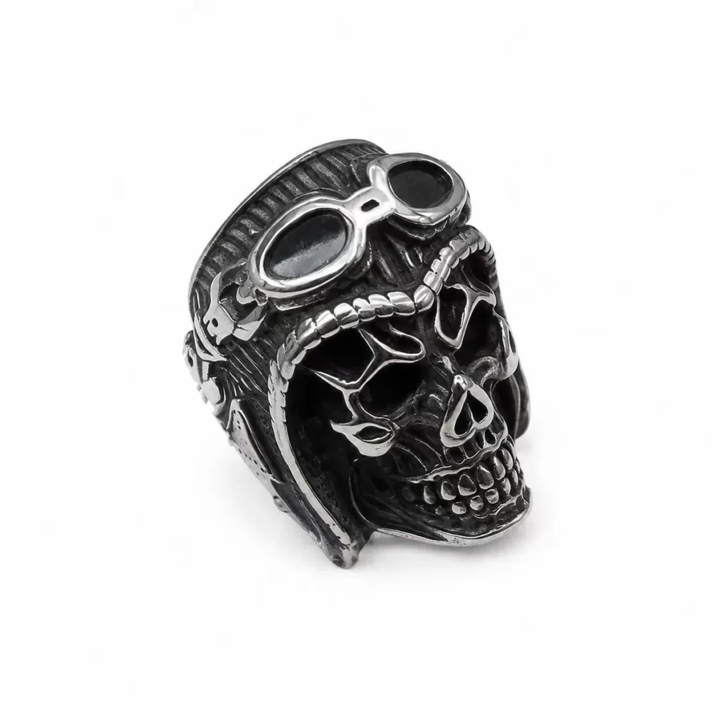 motorcycle skull biker stainless steel ring wholesale main white background product image