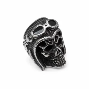 motorcycle skull biker stainless steel ring wholesale main white background product image